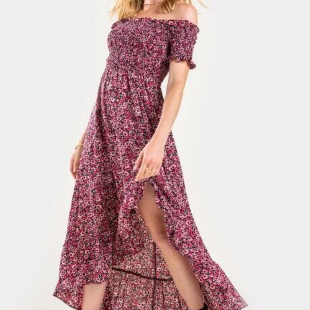 Francesca's SOLD OUT Petra Floral Off-Shoulder Maxi Dress Size 2X New with Tags